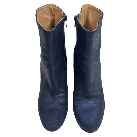 Maison Margiela Ankle Boots Size 38 Navy Blue Metallic Heels Leather Italy - Picture 2 of 16